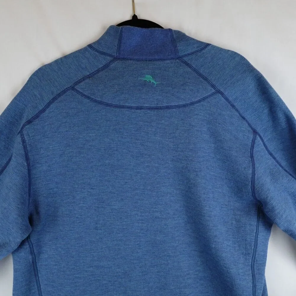 Tommy Bahama Reversible Pull Over Sweater Men's Medium Blue/Green 1/4 Zip Luxury